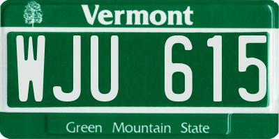 VT license plate WJU615