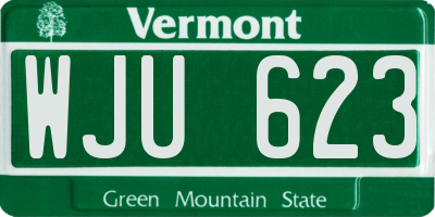 VT license plate WJU623
