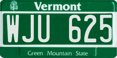 VT license plate WJU625