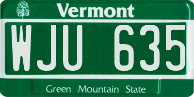 VT license plate WJU635