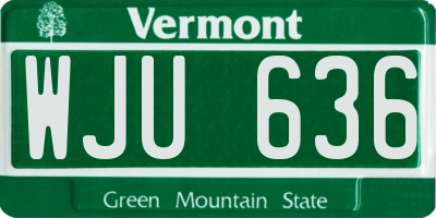 VT license plate WJU636