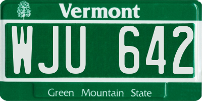VT license plate WJU642
