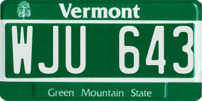 VT license plate WJU643