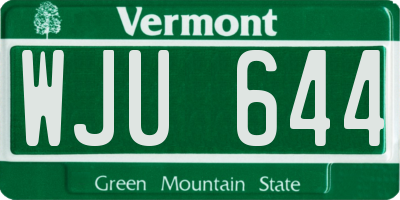 VT license plate WJU644