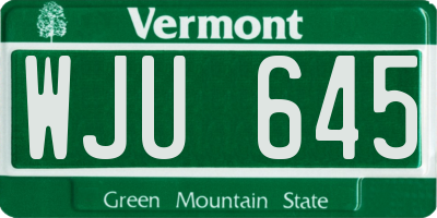 VT license plate WJU645