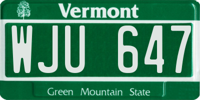 VT license plate WJU647