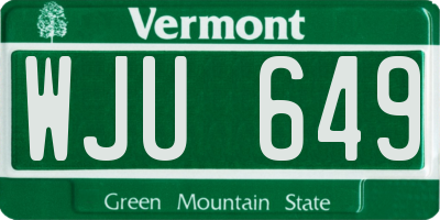 VT license plate WJU649