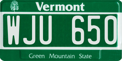 VT license plate WJU650