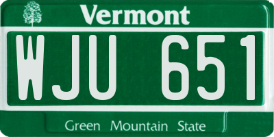 VT license plate WJU651