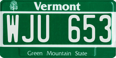 VT license plate WJU653