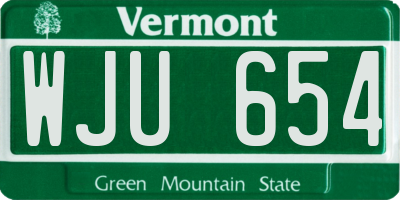 VT license plate WJU654