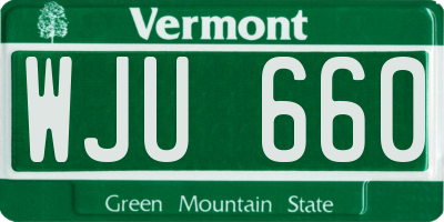 VT license plate WJU660