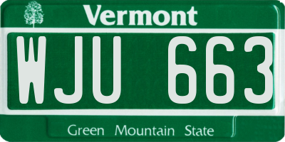 VT license plate WJU663