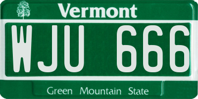 VT license plate WJU666