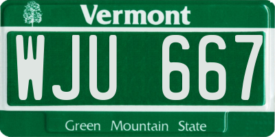 VT license plate WJU667