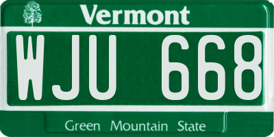 VT license plate WJU668