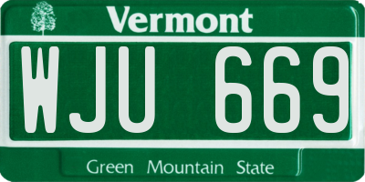 VT license plate WJU669
