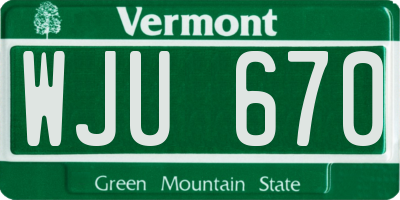 VT license plate WJU670