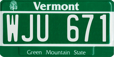 VT license plate WJU671