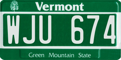VT license plate WJU674