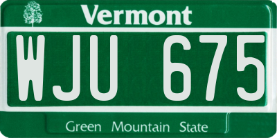VT license plate WJU675