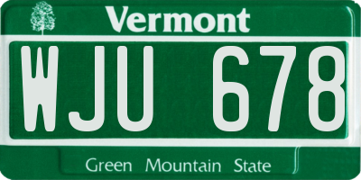 VT license plate WJU678
