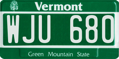VT license plate WJU680