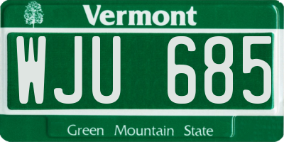 VT license plate WJU685