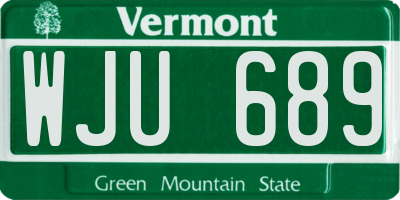 VT license plate WJU689