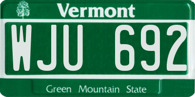 VT license plate WJU692