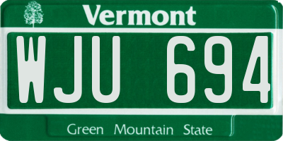 VT license plate WJU694