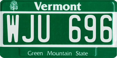 VT license plate WJU696