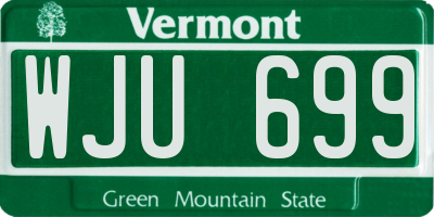 VT license plate WJU699