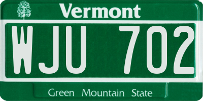 VT license plate WJU702
