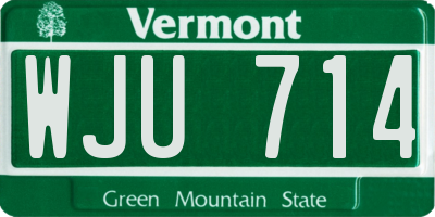VT license plate WJU714