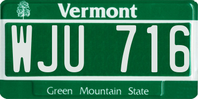 VT license plate WJU716