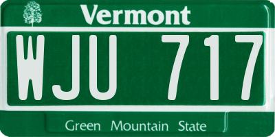 VT license plate WJU717