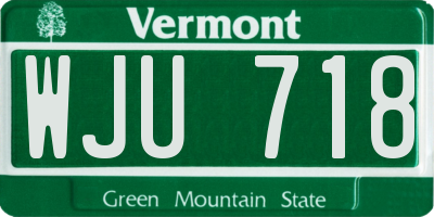 VT license plate WJU718