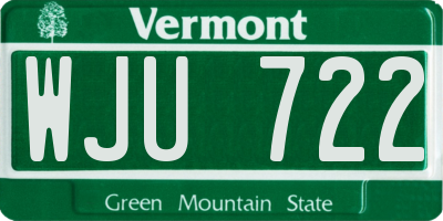 VT license plate WJU722