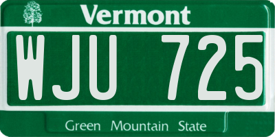 VT license plate WJU725