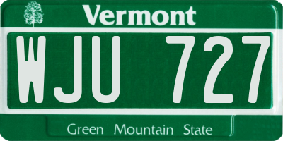 VT license plate WJU727