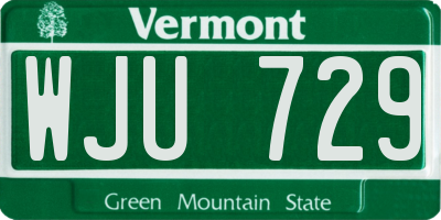 VT license plate WJU729