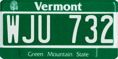 VT license plate WJU732