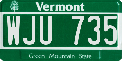 VT license plate WJU735