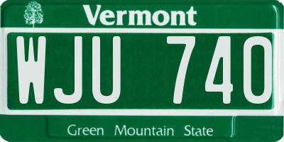 VT license plate WJU740