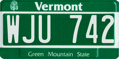 VT license plate WJU742