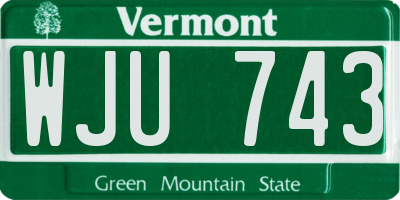 VT license plate WJU743