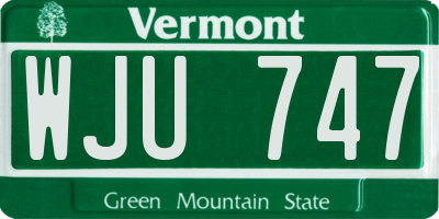 VT license plate WJU747