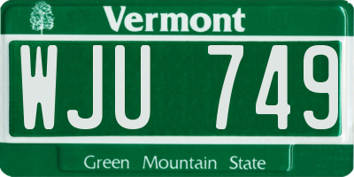 VT license plate WJU749