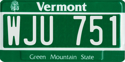 VT license plate WJU751